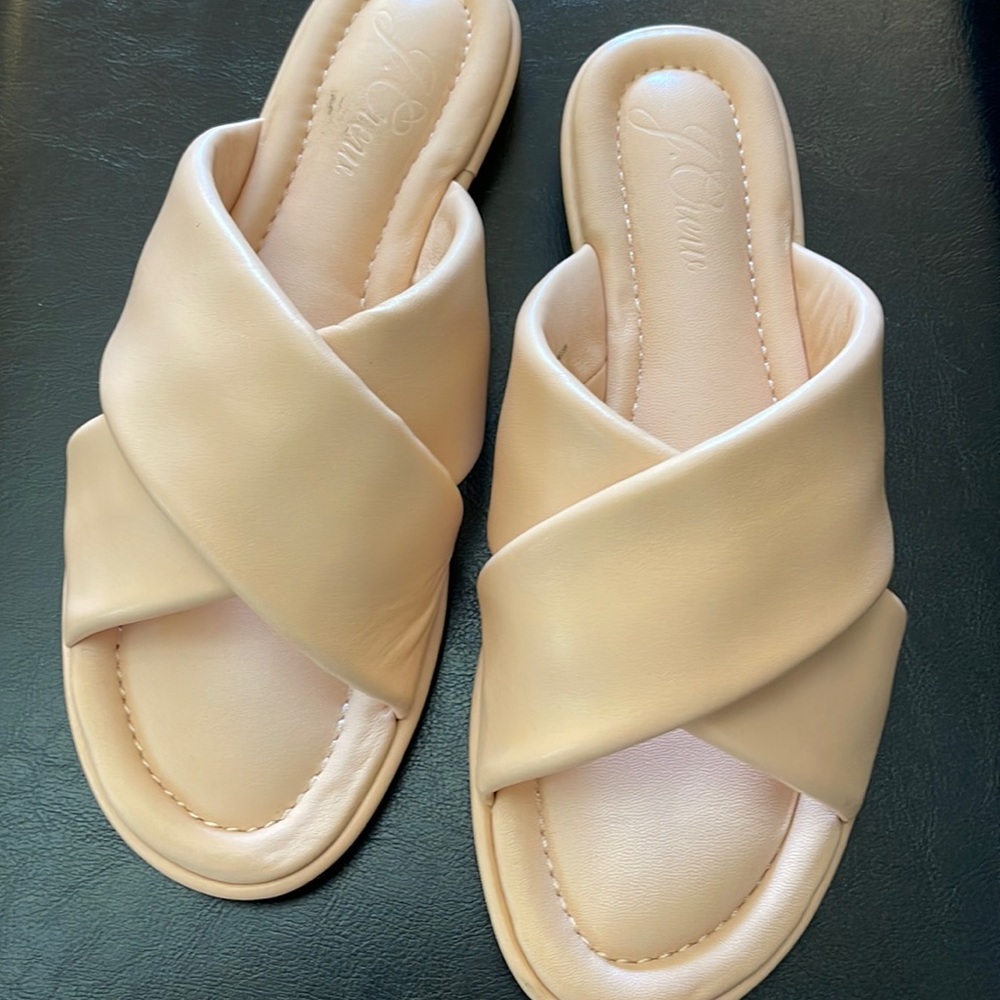J Crew All Leather Slides